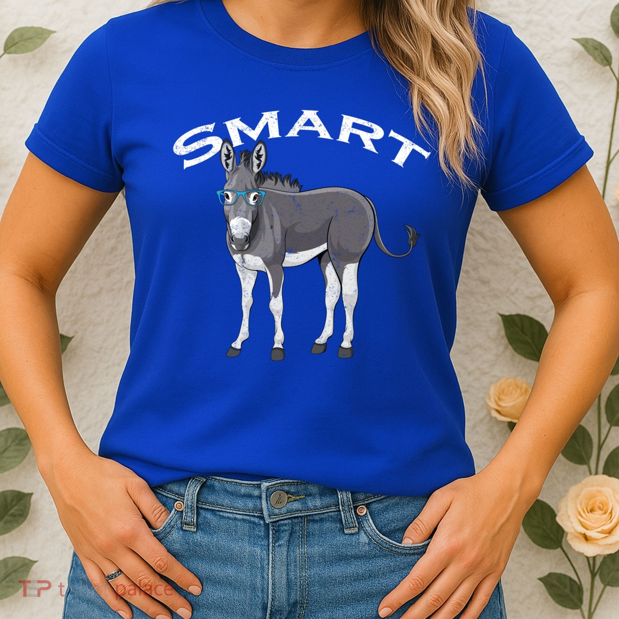 Smart Donkey Lover Sarcastic Adult Humor Blue Glasses Gift Women's T-Shirt