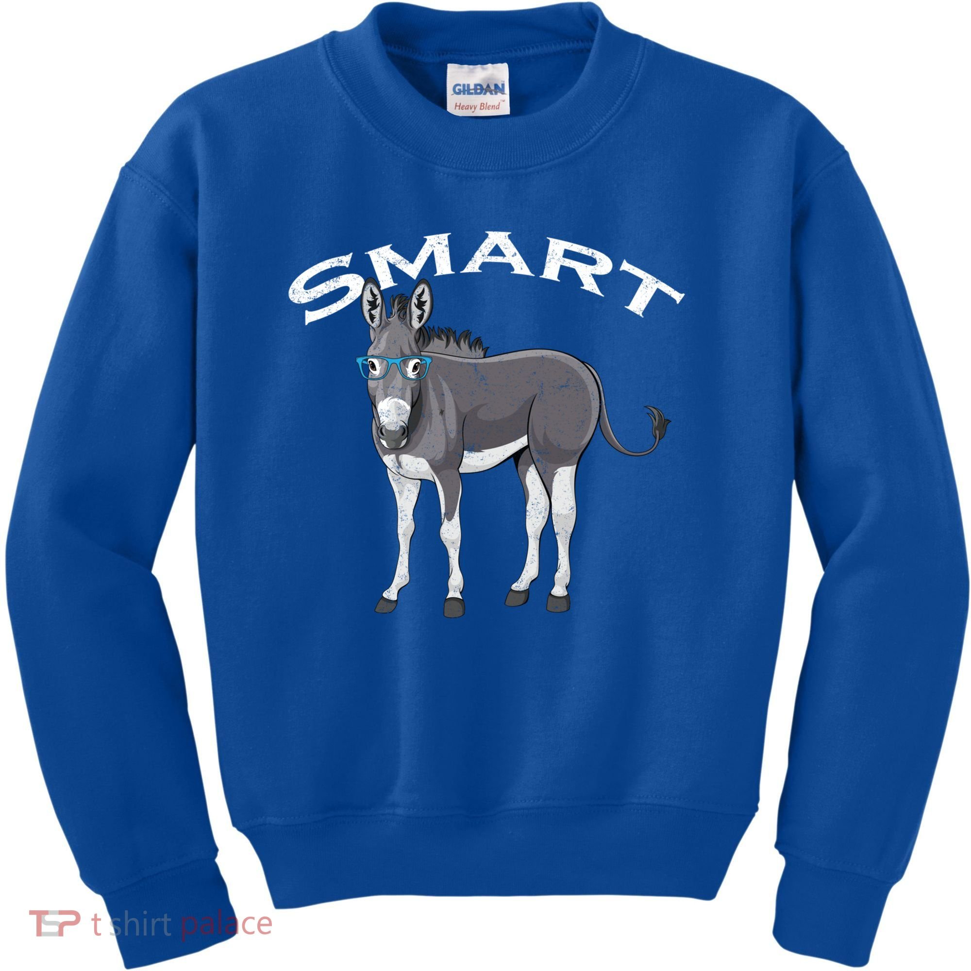Smart Donkey Lover Sarcastic Adult Humor Blue Glasses Gift Kids Sweatshirt