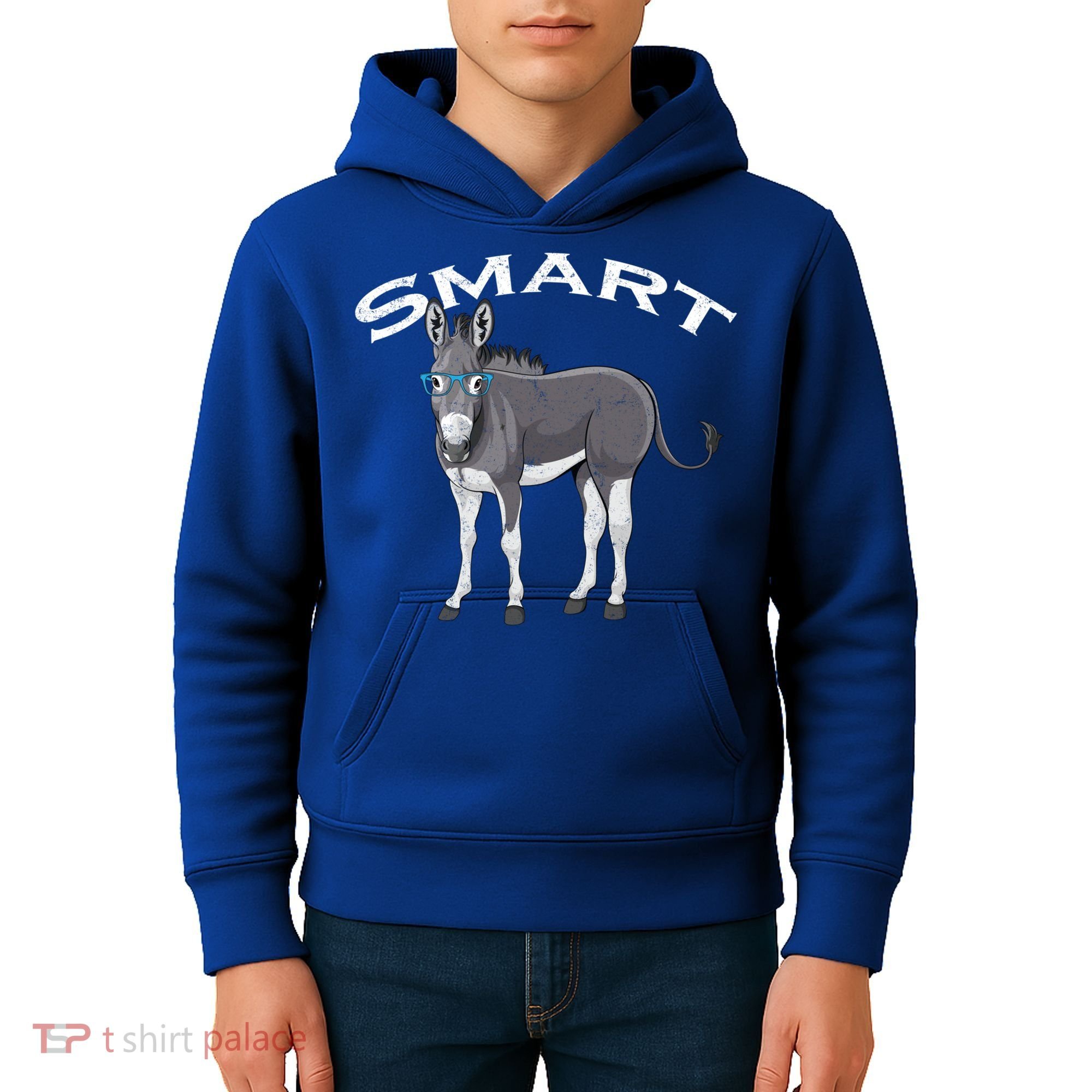 Smart Donkey Lover Sarcastic Adult Humor Blue Glasses Gift Kids Hoodie