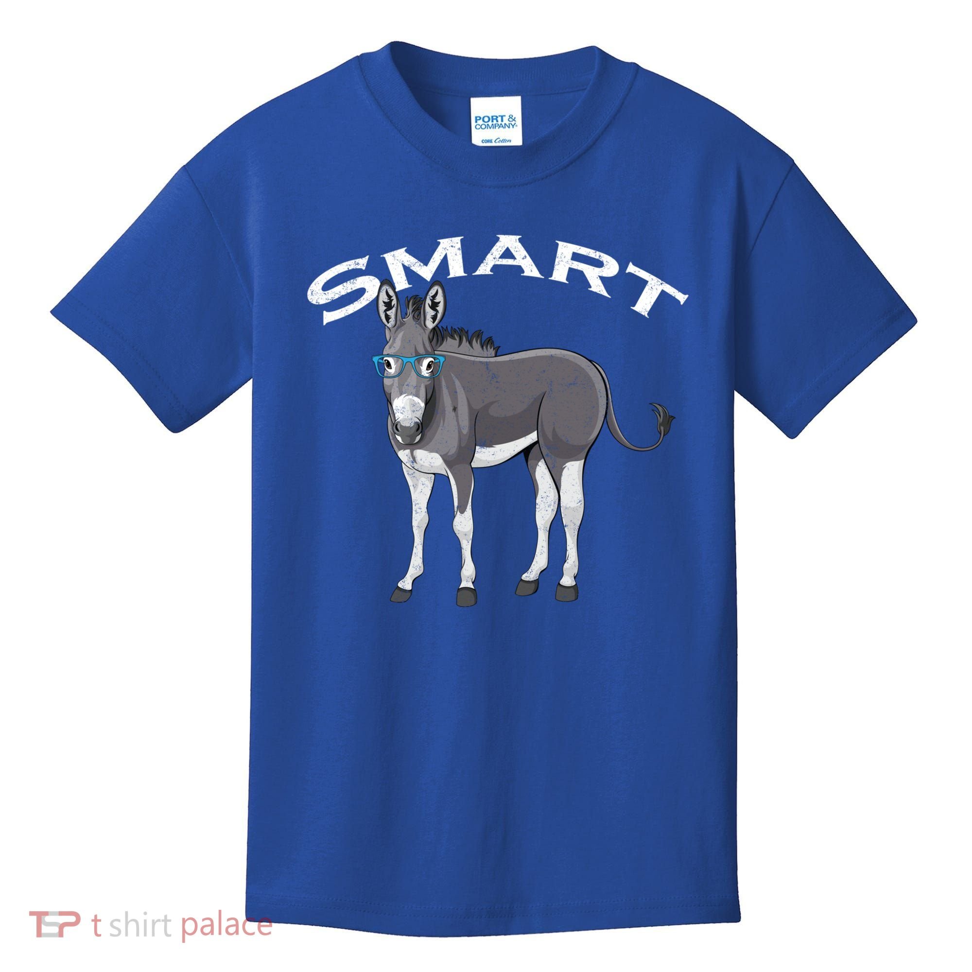 Smart Donkey Lover Sarcastic Adult Humor Blue Glasses Gift Kids T-Shirt
