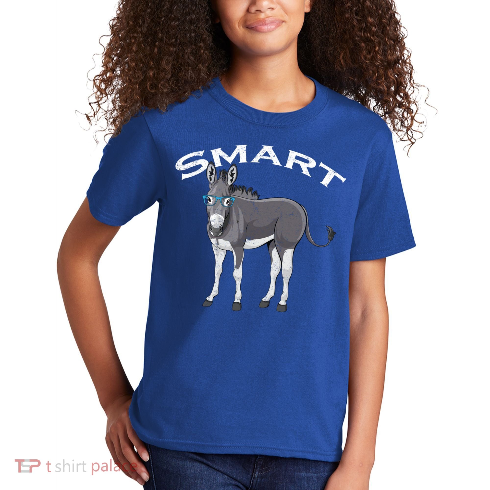 Smart Donkey Lover Sarcastic Adult Humor Blue Glasses Gift Kids T-Shirt