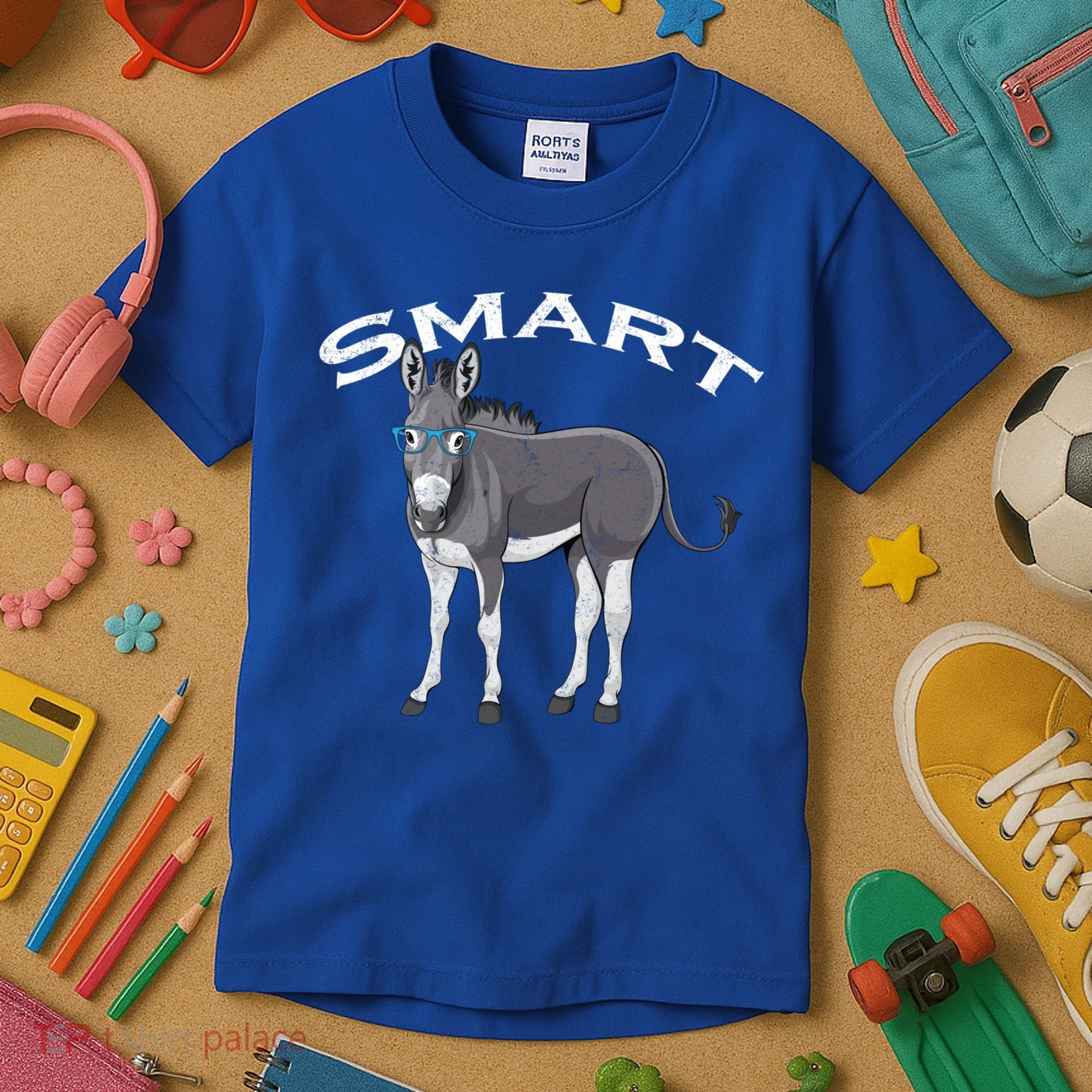 Smart Donkey Lover Sarcastic Adult Humor Blue Glasses Gift Kids T-Shirt