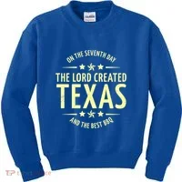 Seventh Day Lord Created Texas And Bbq Gift Kids Sweatshirt thumb 0