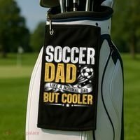 Soccer Dad Like A Normal Dad But Cooler Funny Golf Towel thumb 2