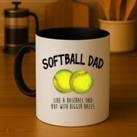 Softball Dad Like A Baseball Dad But With Bigger Balls Funny Coffee Mug thumb 4