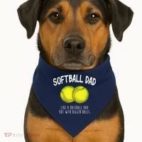 Softball Dad Like A Baseball Dad But With Bigger Balls Funny USA-Made Doggie Bandana thumb 1
