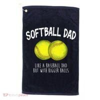 Softball Dad Like A Baseball Dad But With Bigger Balls Funny Golf Towel thumb 0