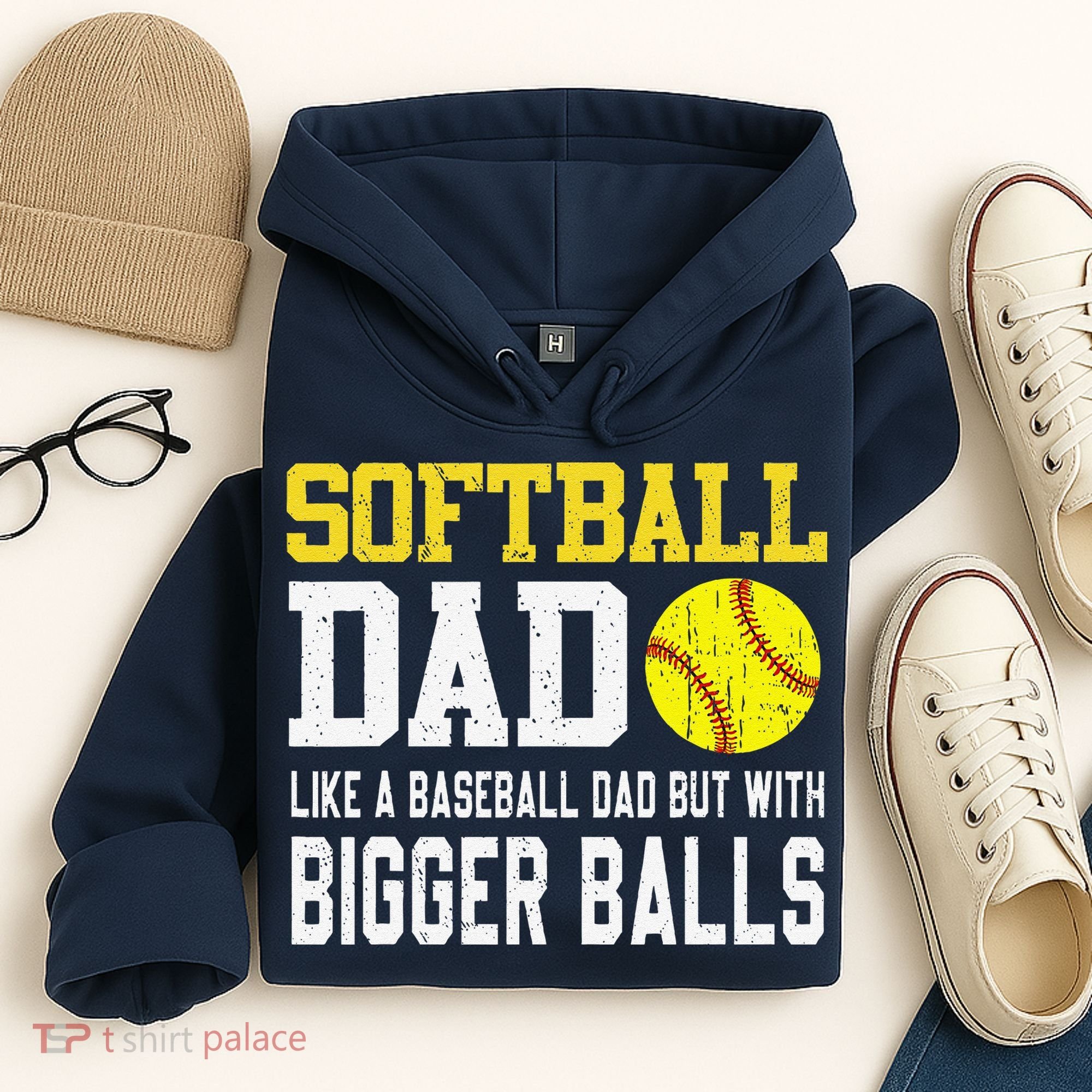 Softball Dad Like A Baseball But With Bigger Balls FatherS Hoodie