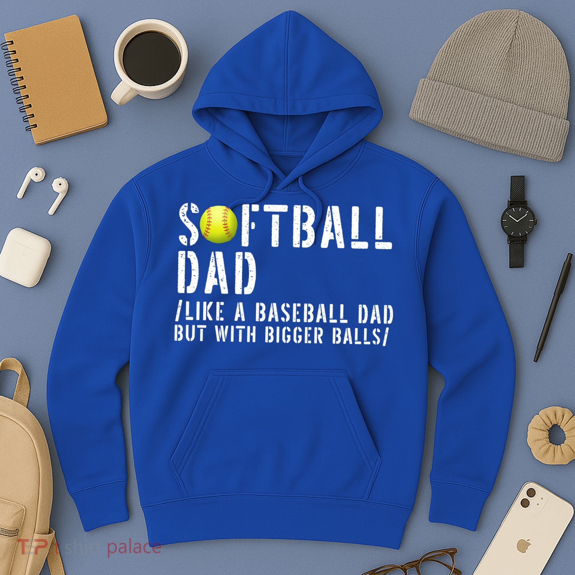 Softball Dad Like A Baseball But With Bigger Balls Fathers Cool Gift Hoodie