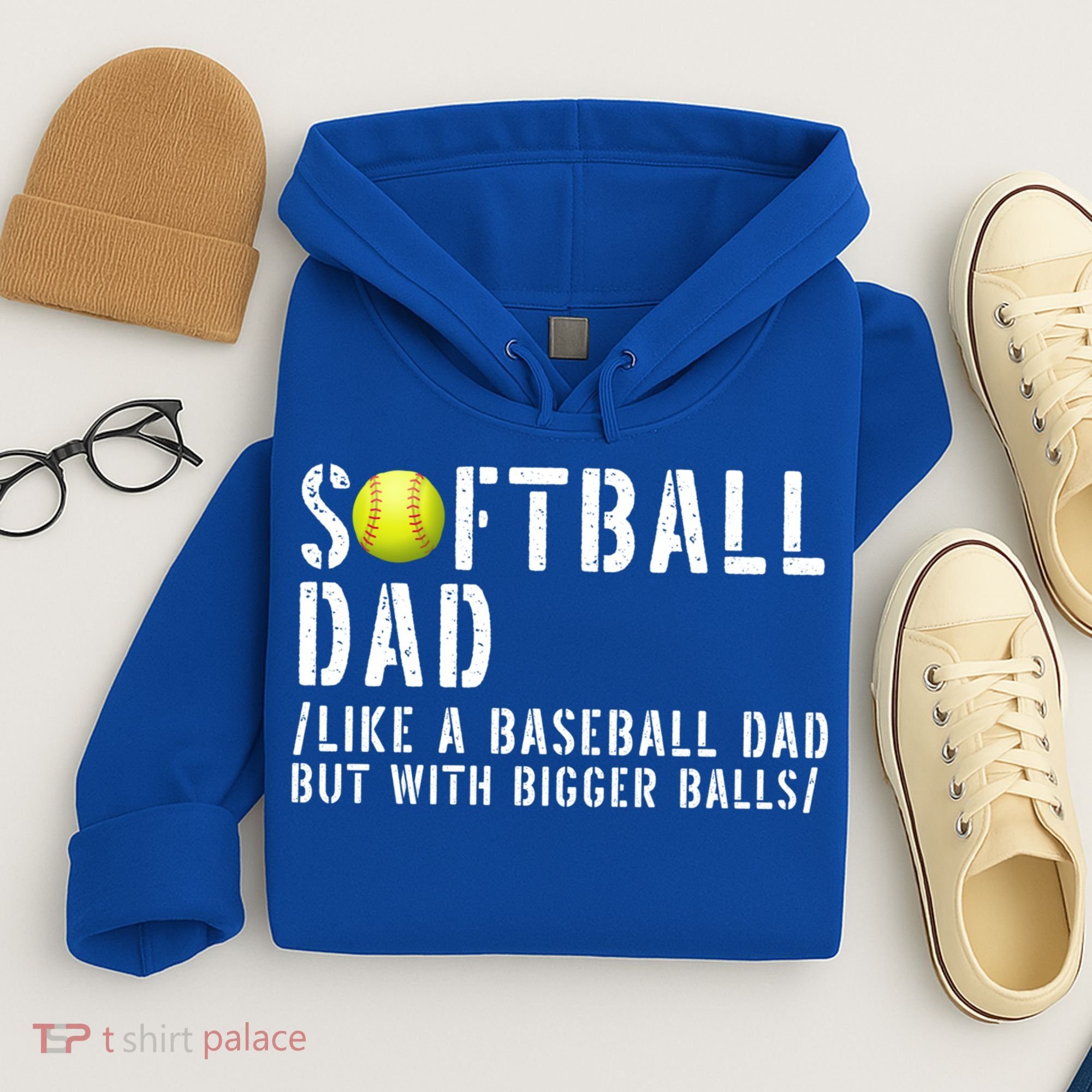 Softball Dad Like A Baseball But With Bigger Balls Fathers Cool Gift Hoodie