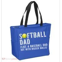 Softball Dad Like A Baseball But With Bigger Balls Fathers Cool Gift Tote Bag thumb 2