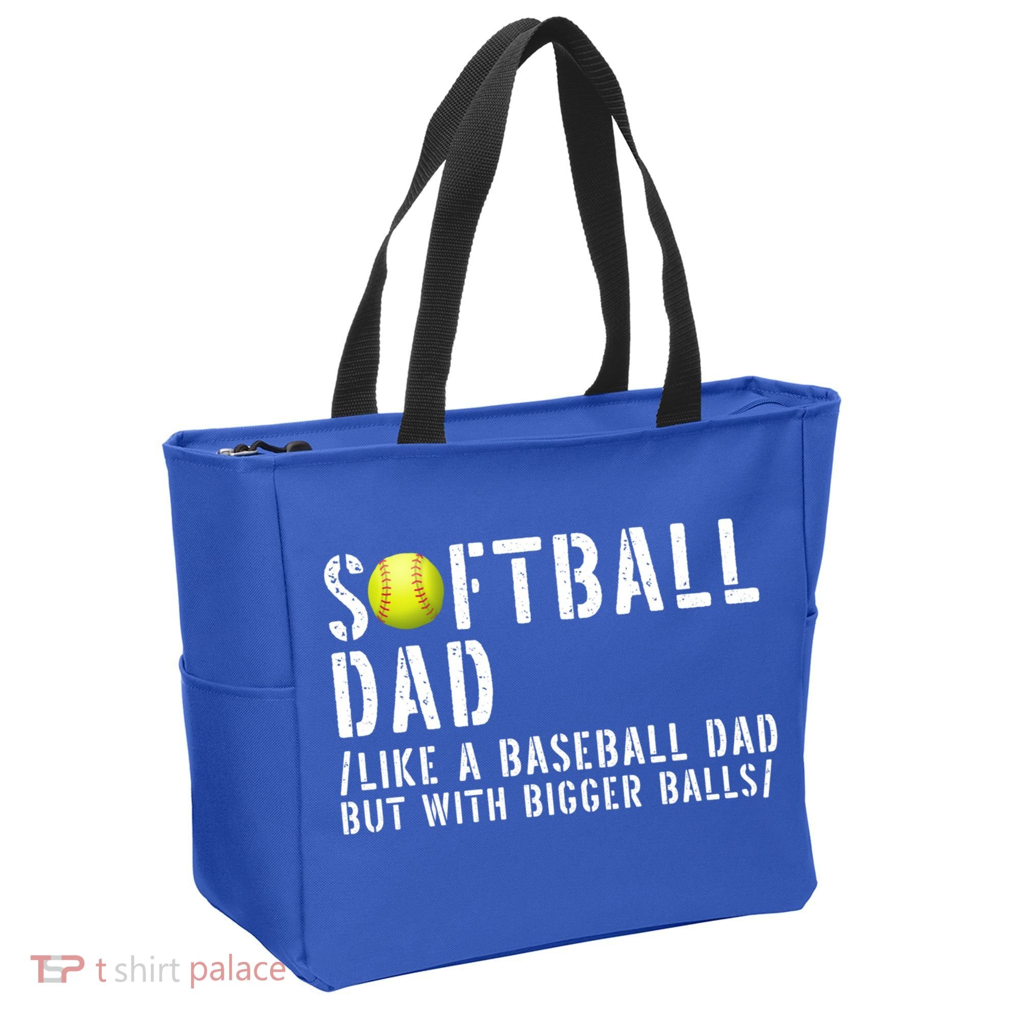 Softball Dad Like A Baseball But With Bigger Balls Fathers Cool Gift Tote Bag