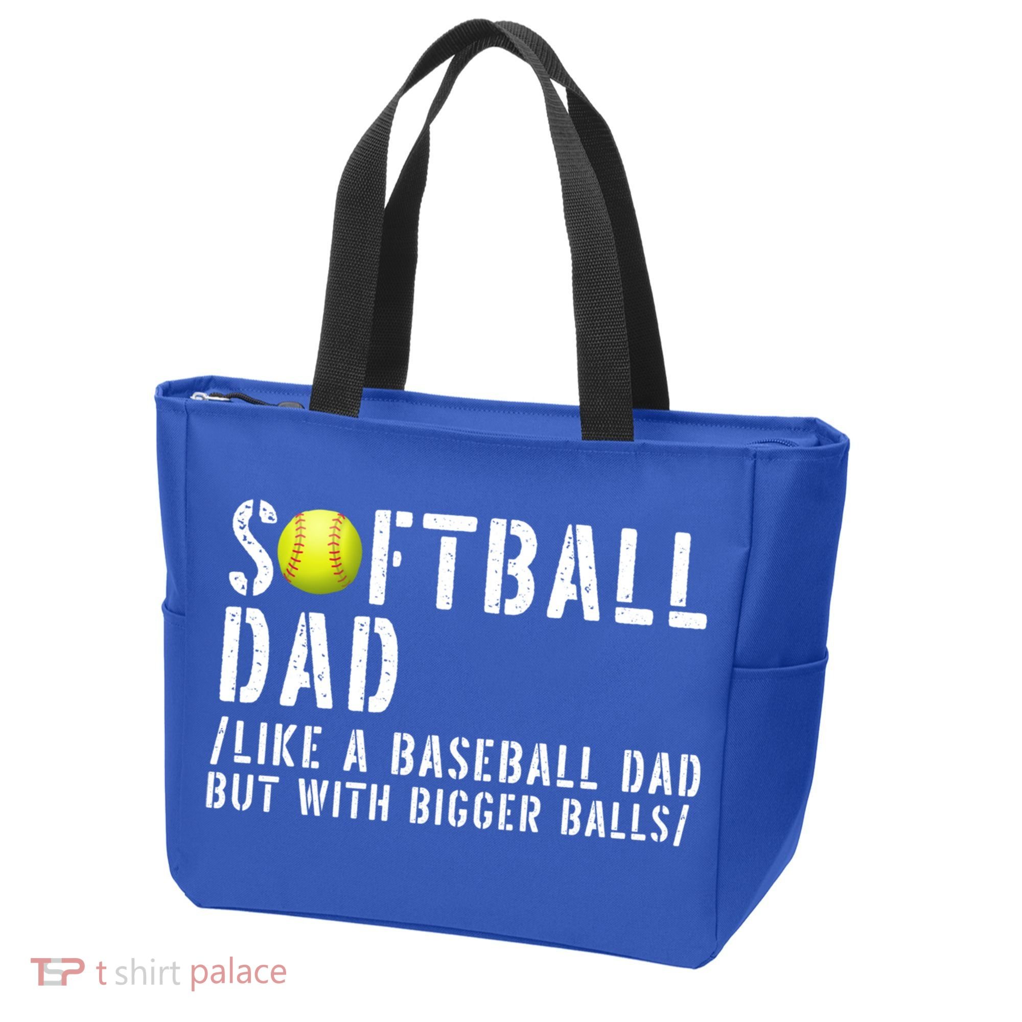 Softball Dad Like A Baseball But With Bigger Balls Fathers Cool Gift Tote Bag