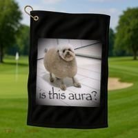 Silly Dog Meme Meme Brainrot Gen Z Funny Haircut Dog Meme Golf Towel thumb 1