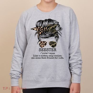 Seester Definition Messy Bun Camo Cheetah Women's Sweatshirt
