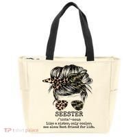 Seester Definition Messy Bun Camo Cheetah Tote Bag thumb 0