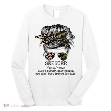 Seester Definition Messy Bun Camo Cheetah Long Sleeve Shirt