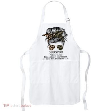 Seester Definition Messy Bun Camo Cheetah Apron