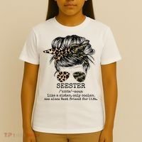 Seester Definition Messy Bun Camo Cheetah T-Shirt thumb 4