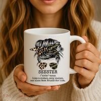 Seester Definition Messy Bun Camo Cheetah Coffee Mug thumb 3