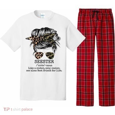 Seester Definition Messy Bun Camo Cheetah Pajama Set
