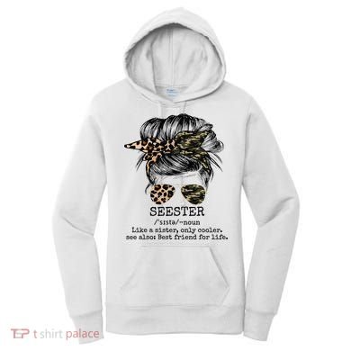 Seester Definition Messy Bun Camo Cheetah Women's Hoodie