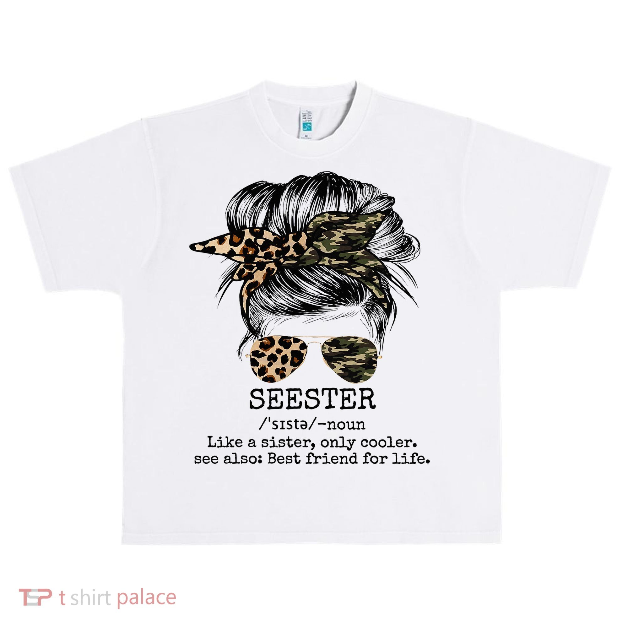 Seester Definition Messy Bun Camo Cheetah Urban Oversized Heavyweight T-Shirt