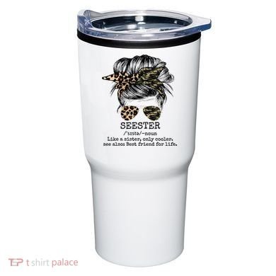 Seester Definition Messy Bun Camo Cheetah Tumbler