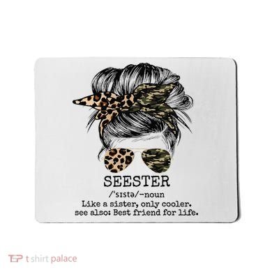 Seester Definition Messy Bun Camo Cheetah Mousepad