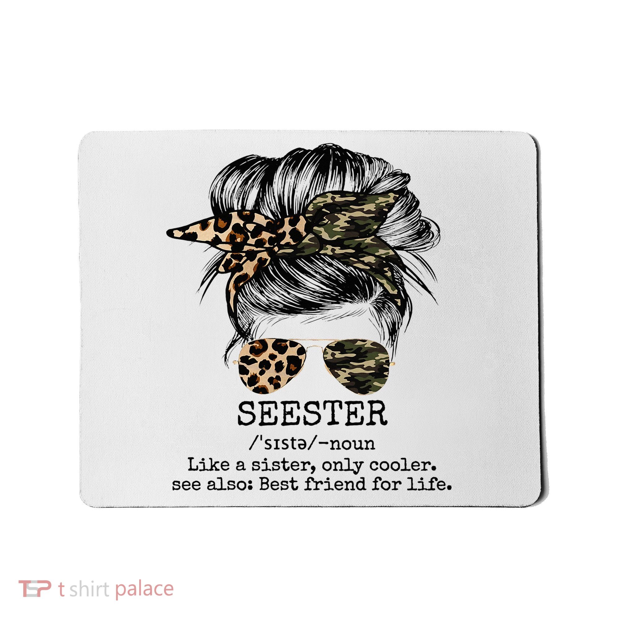 Seester Definition Messy Bun Camo Cheetah Mousepad