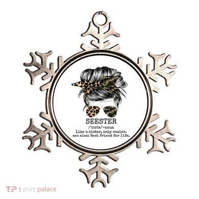 Seester Definition Messy Bun Camo Cheetah Ornament