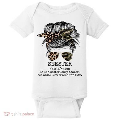 Seester Definition Messy Bun Camo Cheetah Baby Bodysuit