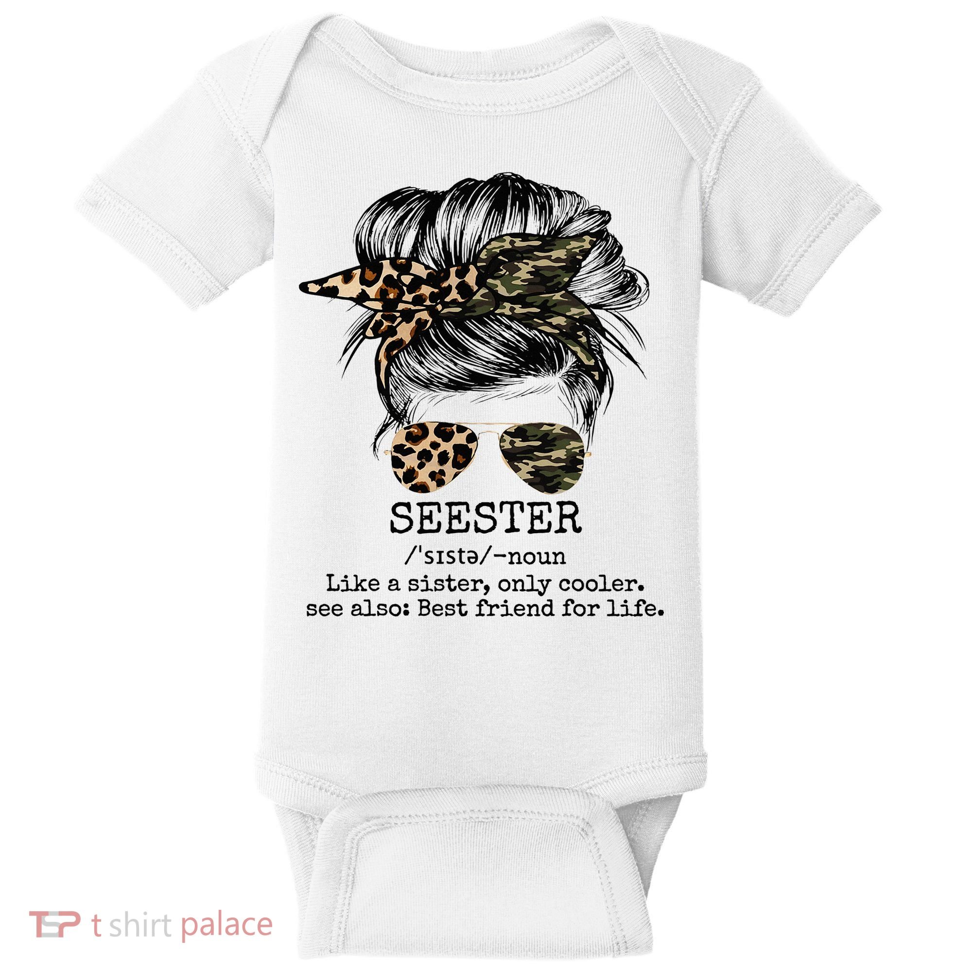 Seester Definition Messy Bun Camo Cheetah Baby Bodysuit