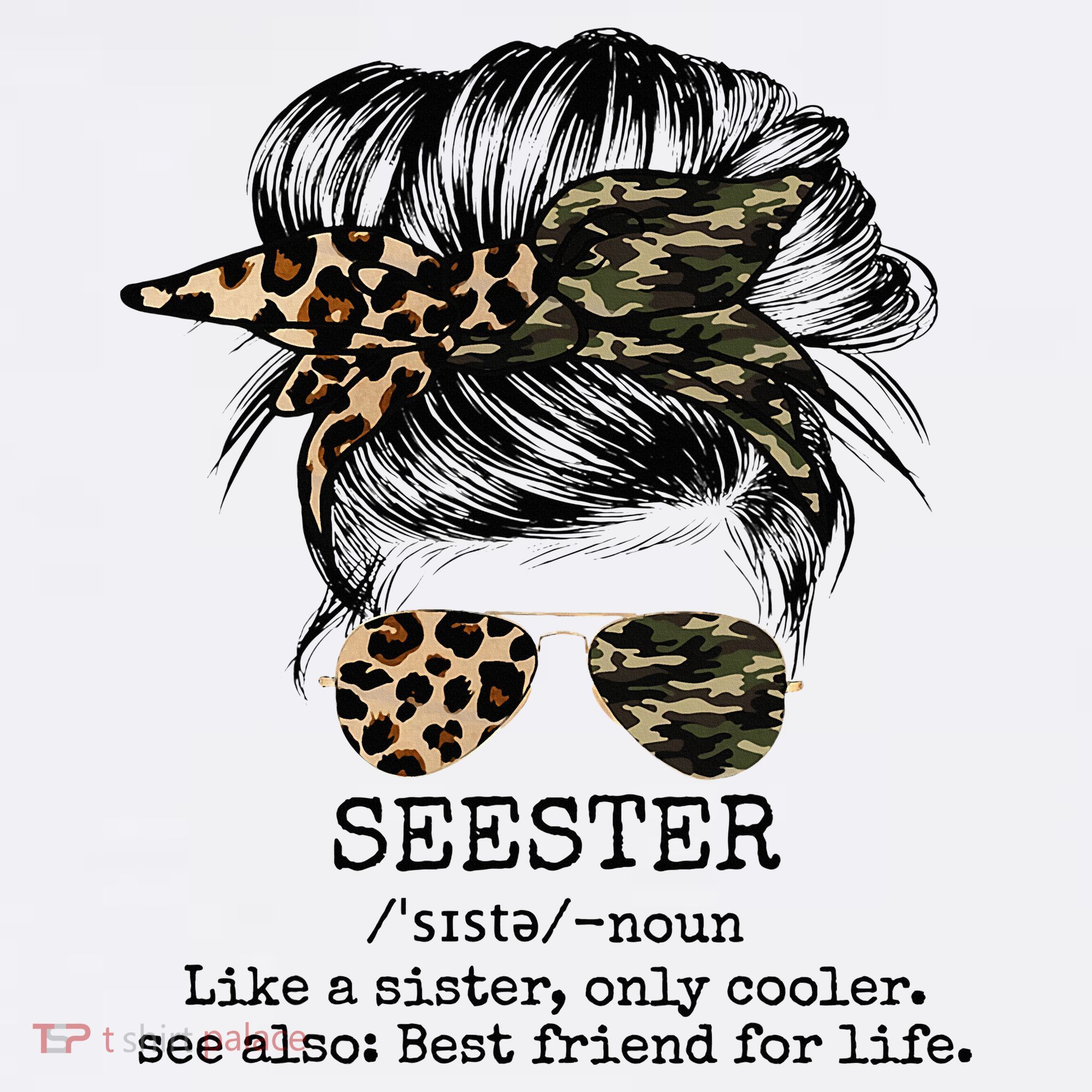 Seester Definition Messy Bun Camo Cheetah Baby Bodysuit