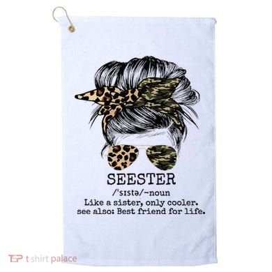 Seester Definition Messy Bun Camo Cheetah Golf Towel