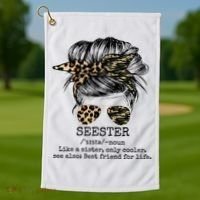 Seester Definition Messy Bun Camo Cheetah Golf Towel thumb 1