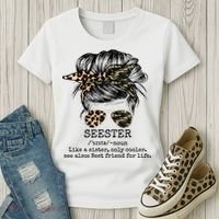 Seester Definition Messy Bun Camo Cheetah Women's T-Shirt thumb 3
