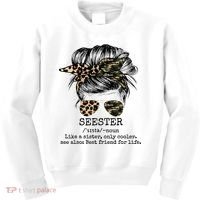 Seester Definition Messy Bun Camo Cheetah Kids Sweatshirt thumb 0