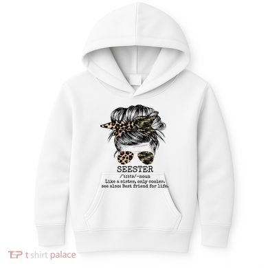 Seester Definition Messy Bun Camo Cheetah Kids Hoodie