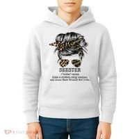 Seester Definition Messy Bun Camo Cheetah Kids Hoodie thumb 4