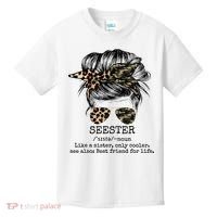 Seester Definition Messy Bun Camo Cheetah Kids T-Shirt thumb 0