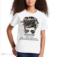 Seester Definition Messy Bun Camo Cheetah Kids T-Shirt thumb 2