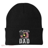Softball Dad My Favorite Softball Player Calls Me Dad Beanie thumb 0