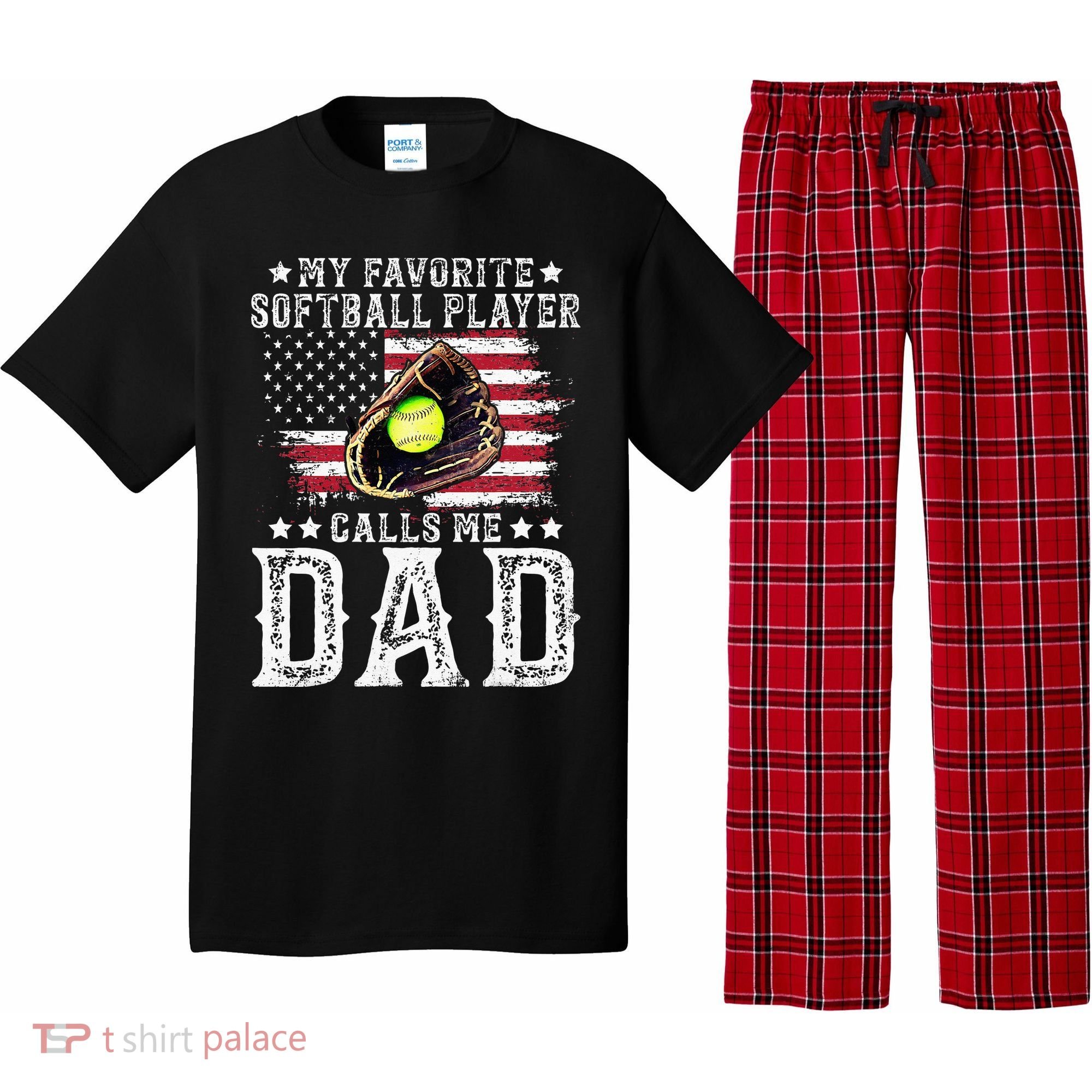 Softball Dad My Favorite Softball Player Calls Me Dad Pajama Set