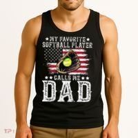 Softball Dad My Favorite Softball Player Calls Me Dad Tank Top thumb 3