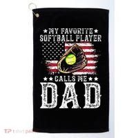 Softball Dad My Favorite Softball Player Calls Me Dad Golf Towel thumb 0