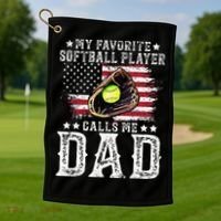 Softball Dad My Favorite Softball Player Calls Me Dad Golf Towel thumb 1