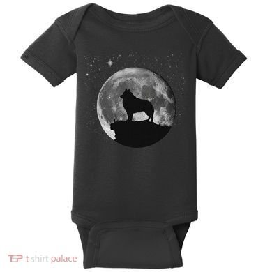 Schipperke Dog Moon Baby Bodysuit