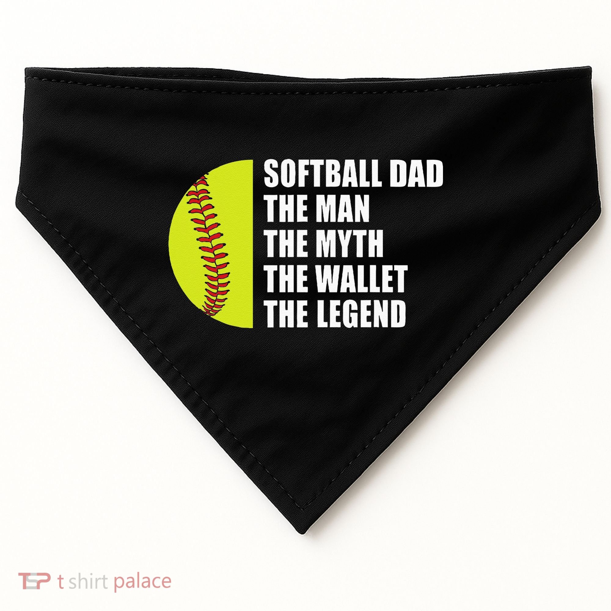Softball Dad Man Myths Wallet Softball Fathers Day USA-Made Doggie Bandana