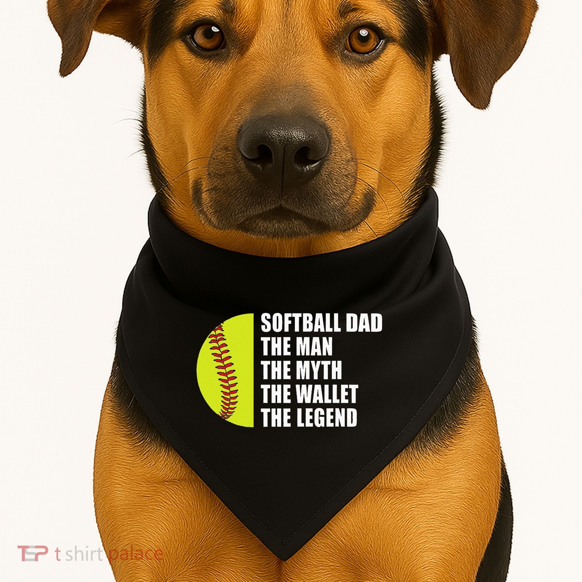 Softball Dad Man Myths Wallet Softball Fathers Day USA-Made Doggie Bandana